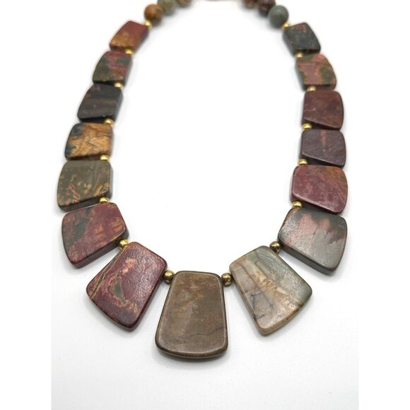 Stunning Red Creek Jasper Bib Necklace - Picture 4 of 6